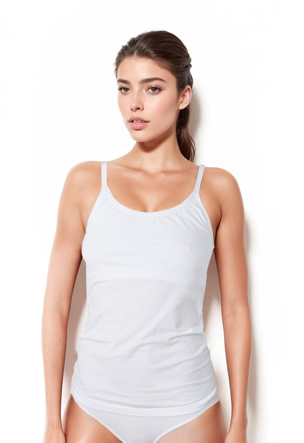 elita Camisole à fines bretelles en coton pour femme avec soutien-gorge intégré