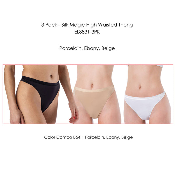 Elita 3 Pack - 'Silk Magic' High Waist Thong