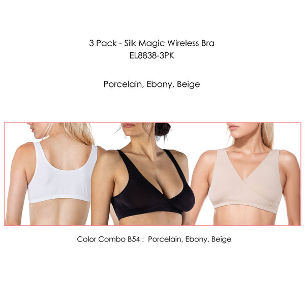 Elita 3 Pack - 'Silk Magic' Microfiber Crossover Bra