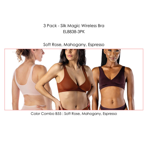 Elita 3 Pack - 'Silk Magic' Microfiber Crossover Bra