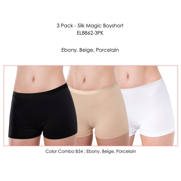 Elita 3 Pack - Woman's 'Silk Magic' Boy Short