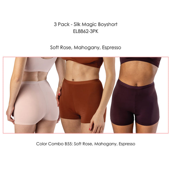 Elita 3 Pack - Woman's 'Silk Magic' Boy Short