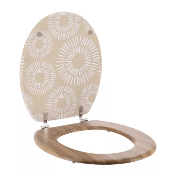 Eminza Abattant WC 18 Pouces MDF Ethnic Spirals Beige