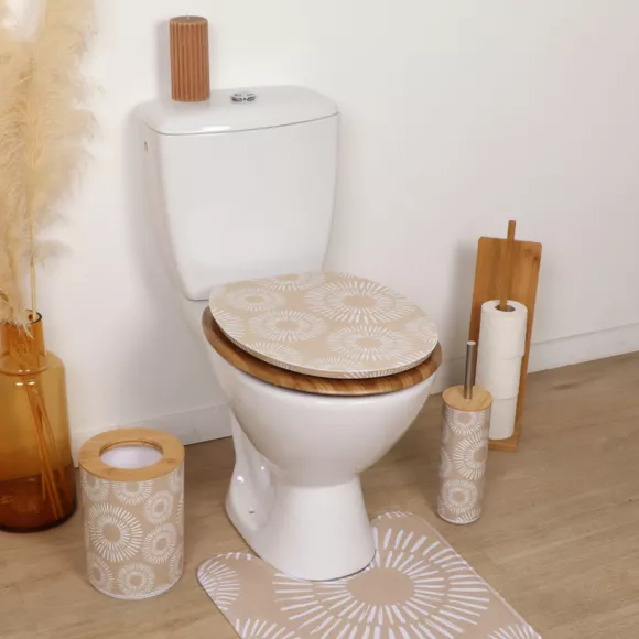 Eminza Abattant WC 18 Pouces MDF Ethnic Spirals Beige