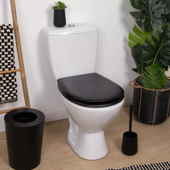 Eminza Abattant WC 18 Pouces MDF Façon Bois Scandi Noir