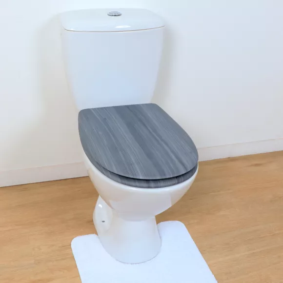 Eminza Abattant WC 18 Pouces MDF Façon Lambris Gris