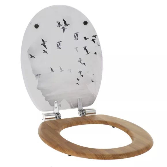 Eminza Abattant WC Frein De Chute 18 Pouces MDF Envole Blanc