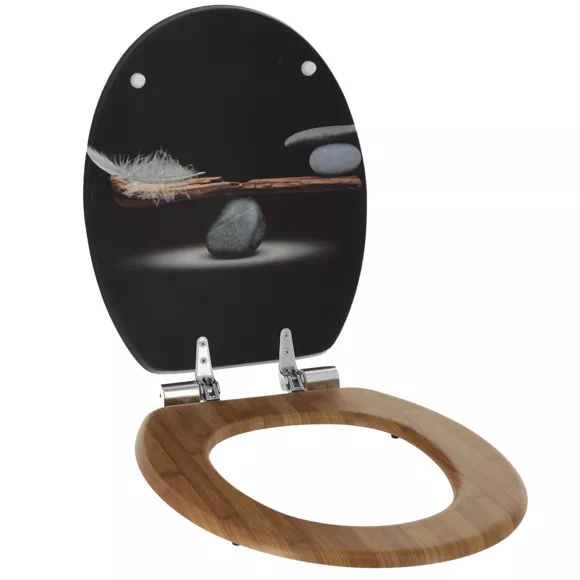 Eminza Abattant WC Frein De Chute 18 Pouces MDF Plenitude Noir