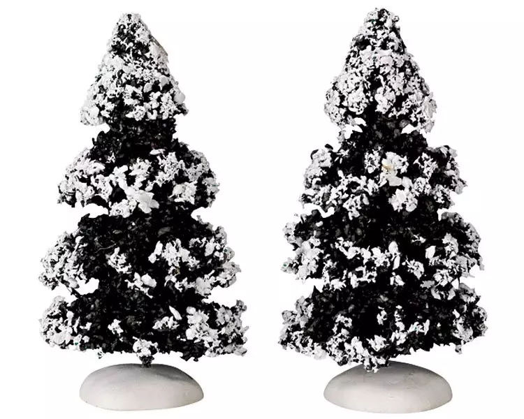 eminza Accessoire Lemax (H10 cm) Lot de 2 petits sapins enneigés