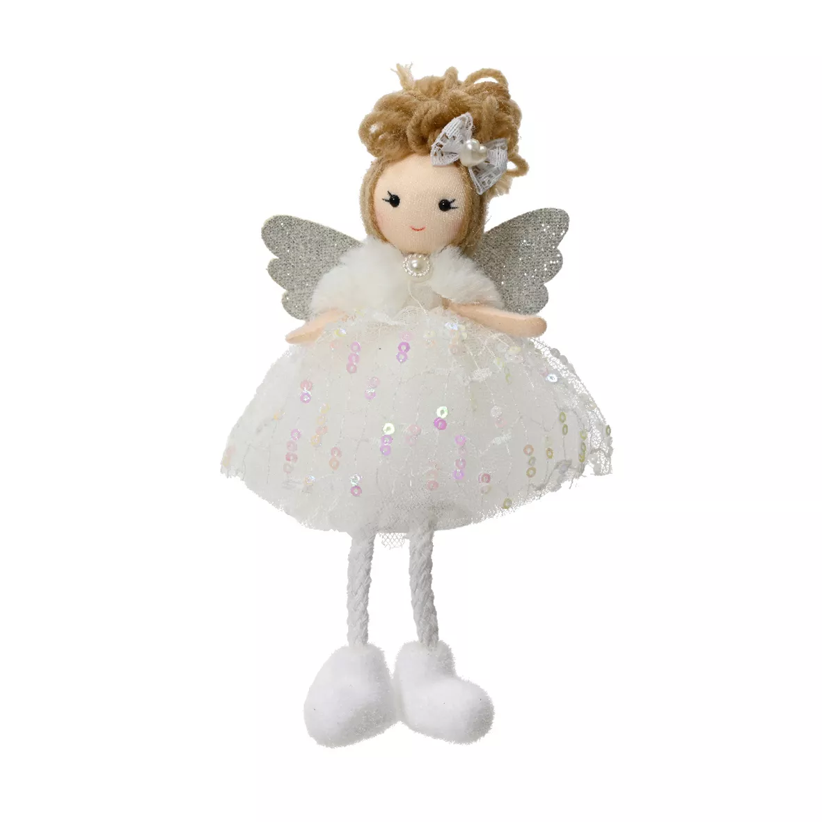 eminza Ange de Noël (H18 cm) Poupée conte de Fée Blanche