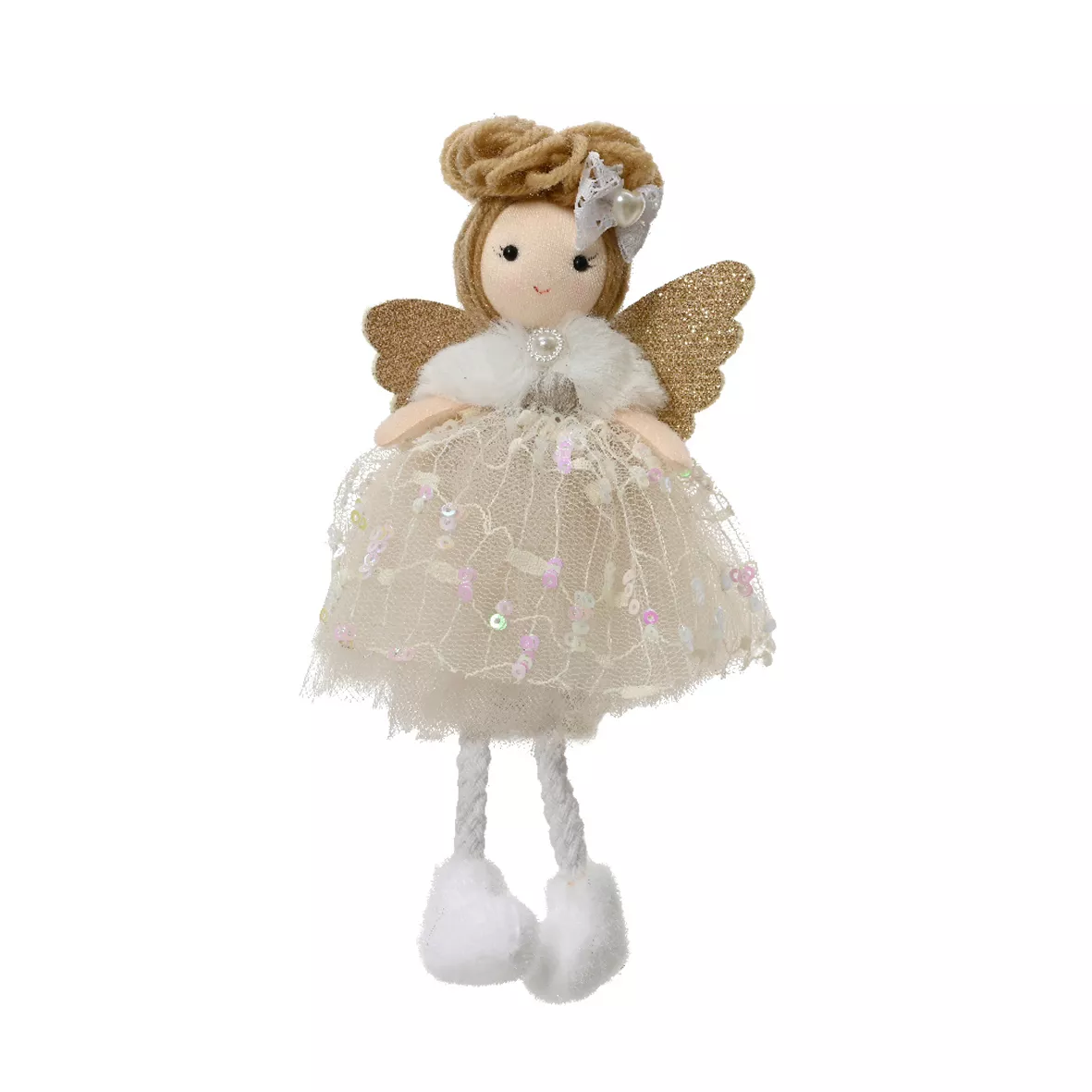eminza Ange de Noël (H18 cm) Poupée conte de Fée Champagne