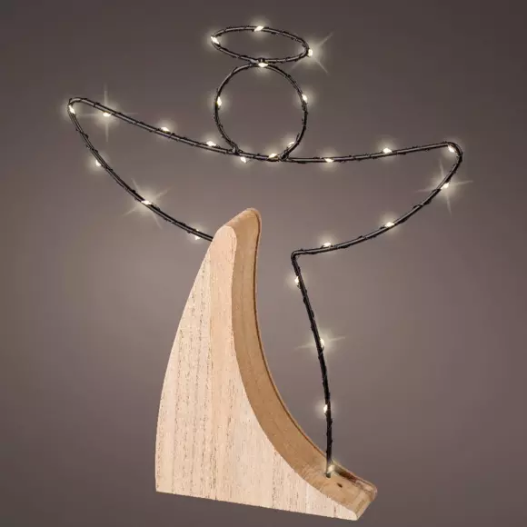 Eminza Ange Lumineux à Piles 27 LED (H30 Cm) Alpina Blanc Chaud