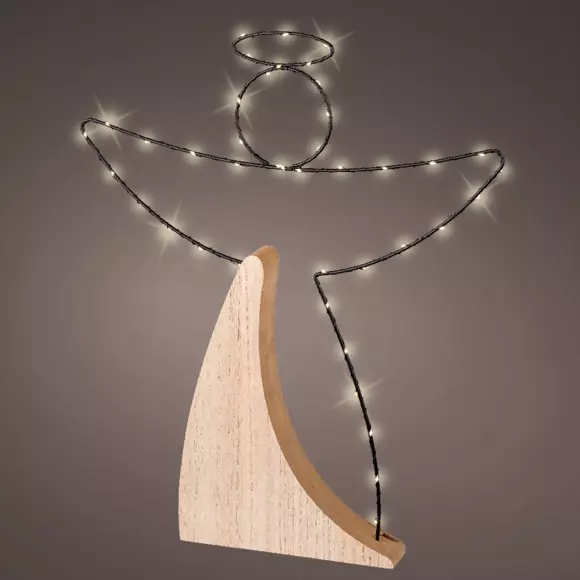 Eminza Ange Lumineux à Piles 40 LED (H47 Cm) Alpina Blanc Chaud