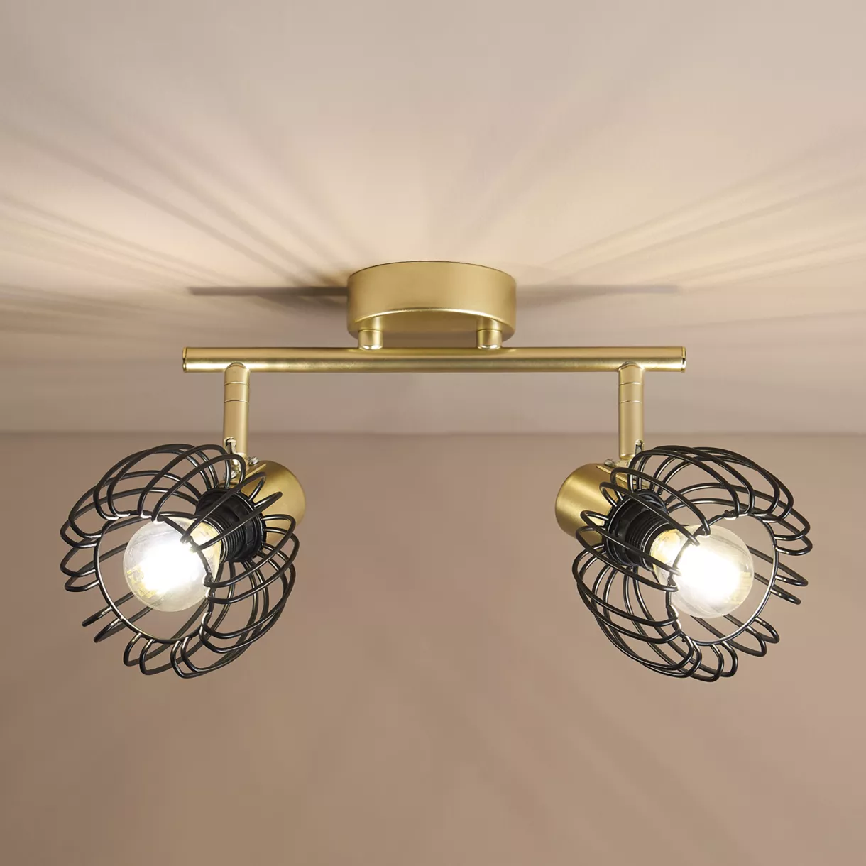 eminza Applique murale 2 abat-jour orientables métal (13 x 17 cm) Loft Or