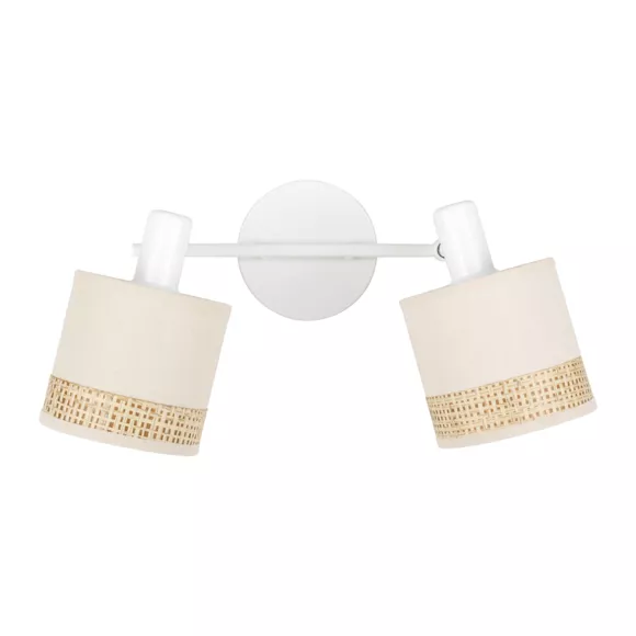 Eminza Applique Murale 2 Abat-jour Orientables Métal Et Rotin (30 X 17 Cm) Bohemia Beige