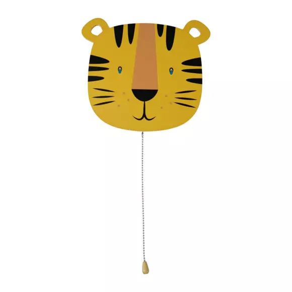 Eminza Applique Murale Enfant Bois (25 X 24 Cm) Tigre Orange