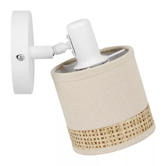 Eminza Applique Murale Orientable Métal Et Rotin (10 X 17 5 Cm) Bohemia Beige