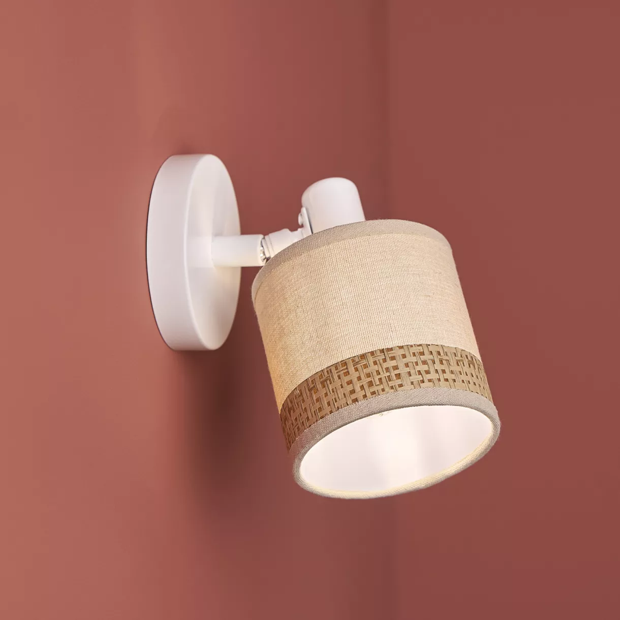 eminza Applique murale orientable métal et rotin (10 x 17 5 cm) Bohemia Beige