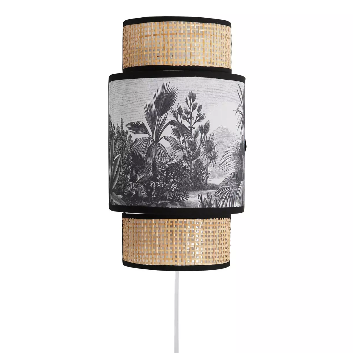 eminza Applique murale tropical cannage (H33 cm) Ombrage Noir
