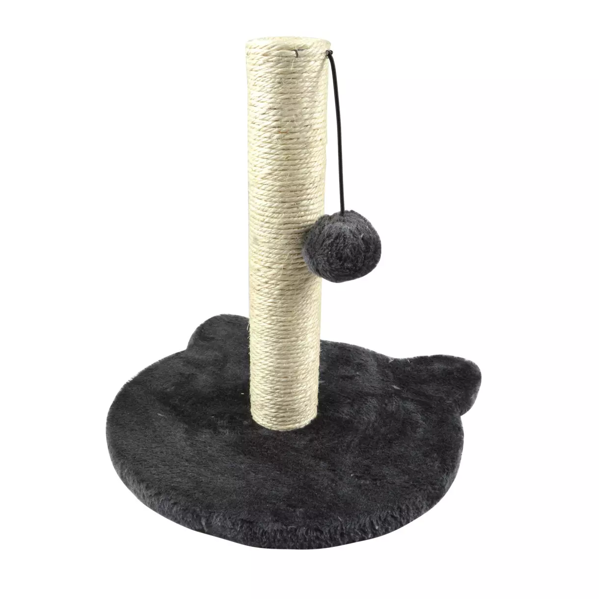 eminza Arbre à chaton avec socle tête de chat et jouet Anthracite
