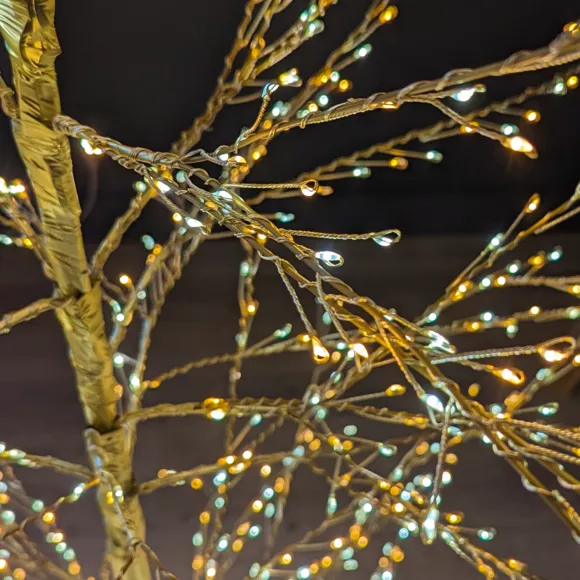 Eminza Arbre Lumineux 1755 LED (H180 Cm) Christmas Luxe Or Et Blanc Chaud