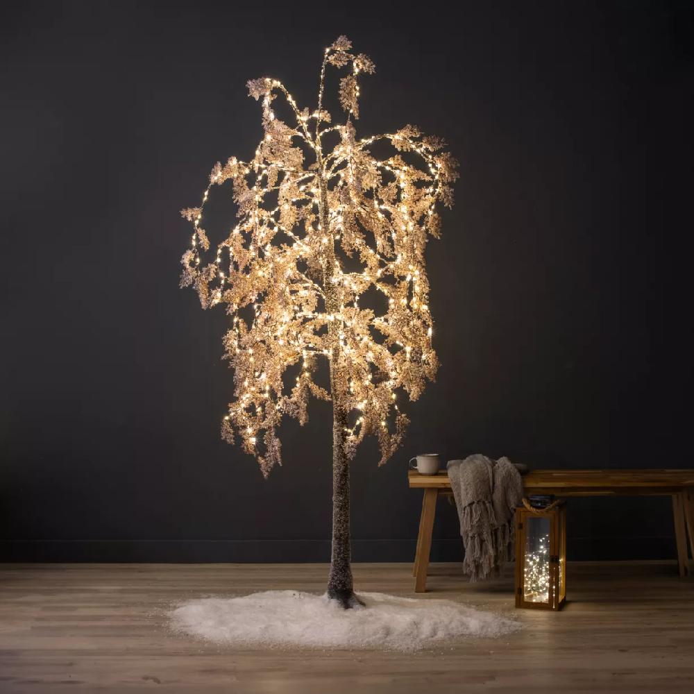 eminza Arbre lumineux 600 LED (H200 cm) Saule pleureur Fleur Blanc