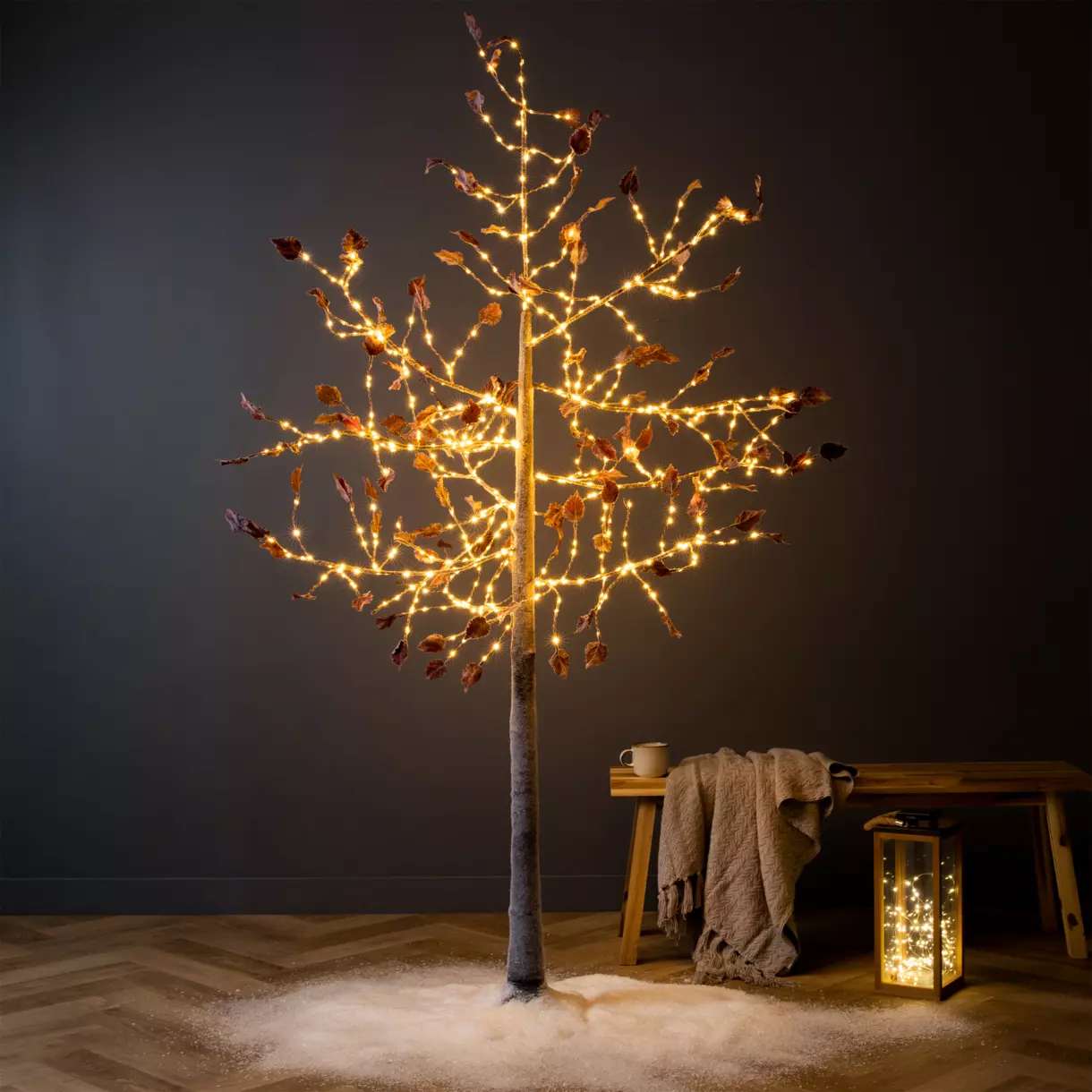 eminza Arbre lumineux 600 LED (H210 cm) Peuplier Elissa Blanc chaud