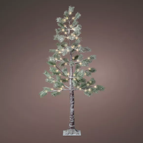 Eminza Arbre Lumineux 72 LED (H150 Cm) Sapin Alpin Vert Enneigé Et Blanc Chaud