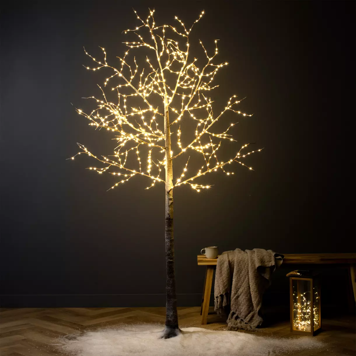 eminza Arbre lumineux 750 LED (H220 cm) Bouleau Blanc chaud