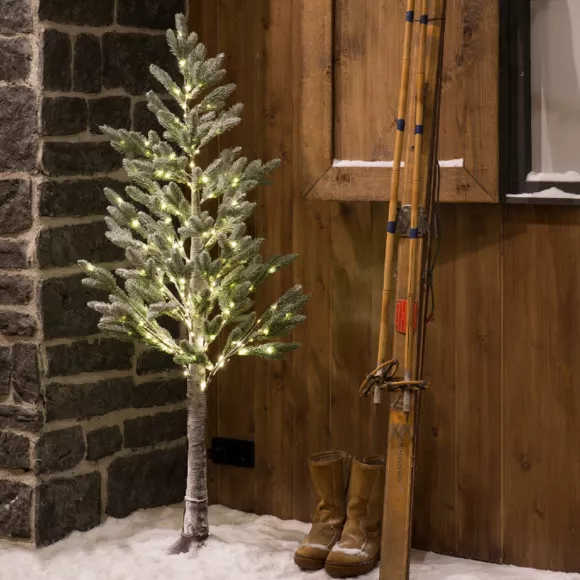 Eminza Arbre Lumineux 96 LED (H180 Cm) Pin Clarius Enneigé Blanc Chaud
