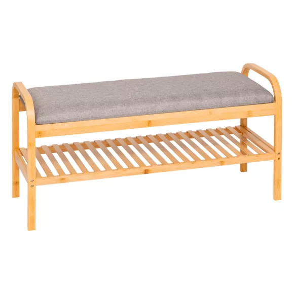 Eminza Banc Range-chaussures En Bambou (90 X 34 X H45 Cm) Cosy Gris