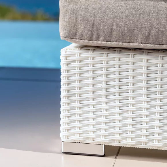 Eminza Banquette En Résine Tressée 2 Places Palma Blanc Et Taupe