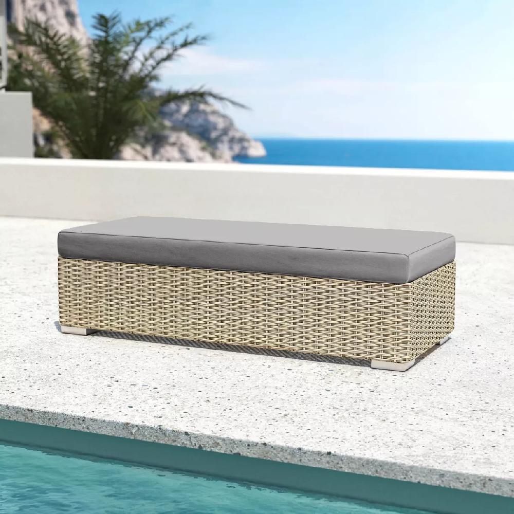 eminza Banquette en résine tressée 2 places Palma Gris et anthracite