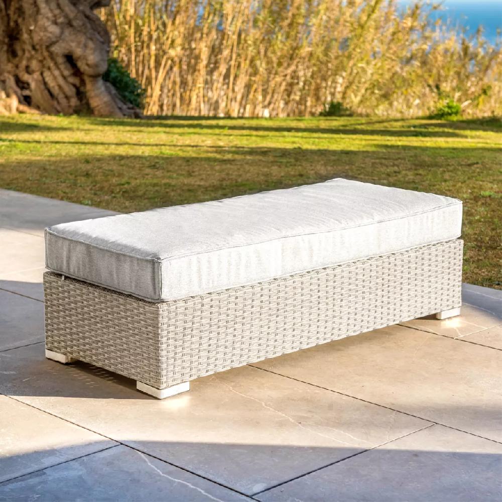 eminza Banquette en résine tressée 2 places Palma Gris et taupe
