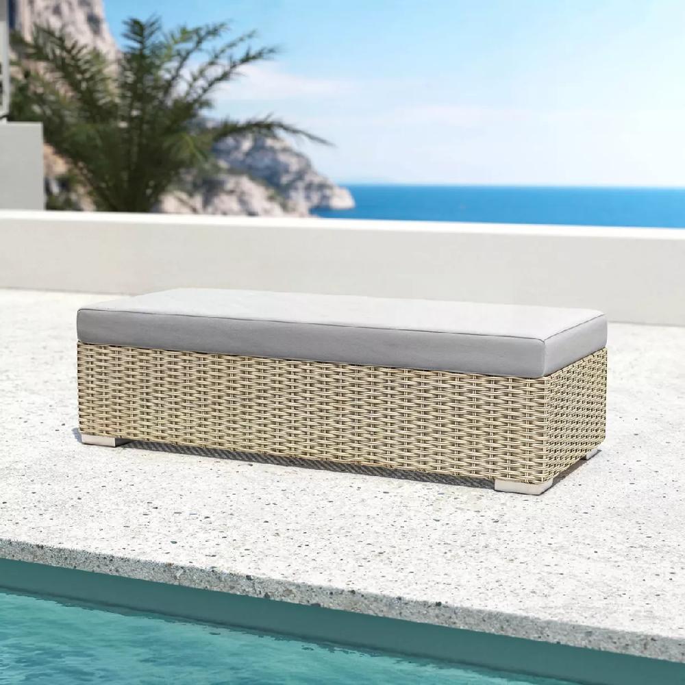 eminza Banquette en résine tressée 2 places Palma Gris