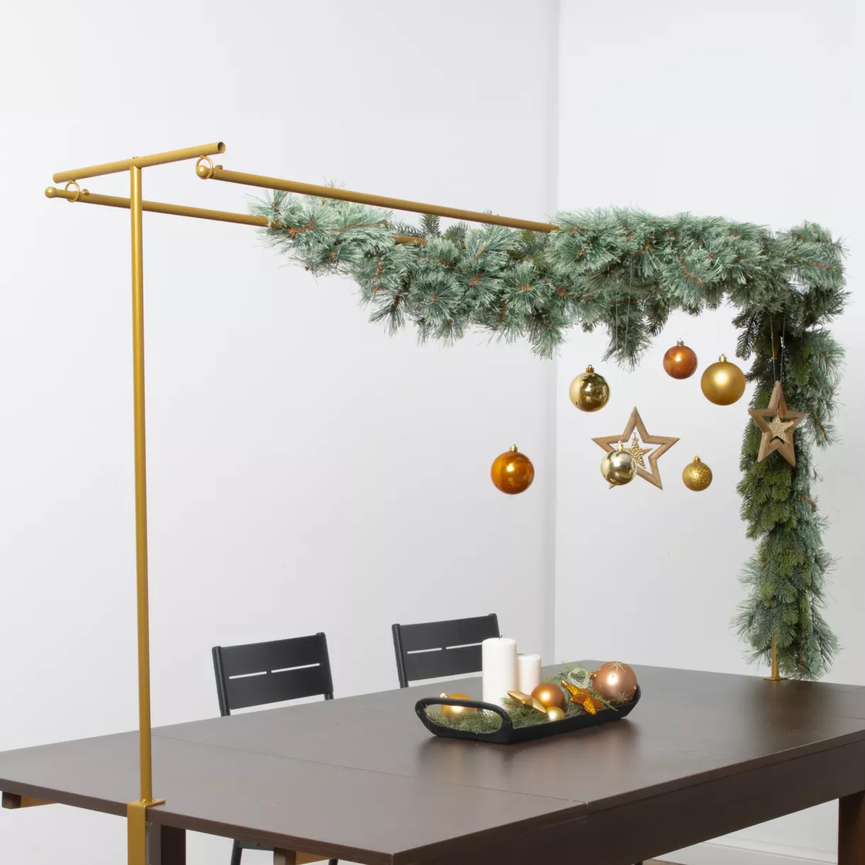 eminza Barre de table réglable double (L142 à 240 cm) pour Décoration Or