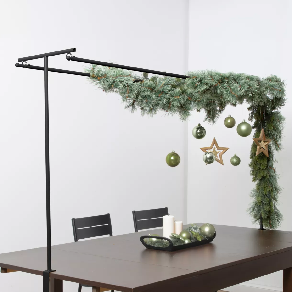 eminza Barre de table réglable double (L142 à 240 cm) pour Décoration Noir