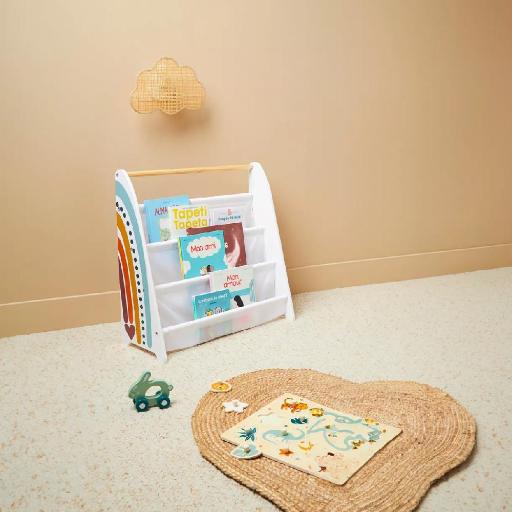 eminza Bibliothèque enfant bois (60 x 62 cm) Arc en ciel Multicolore