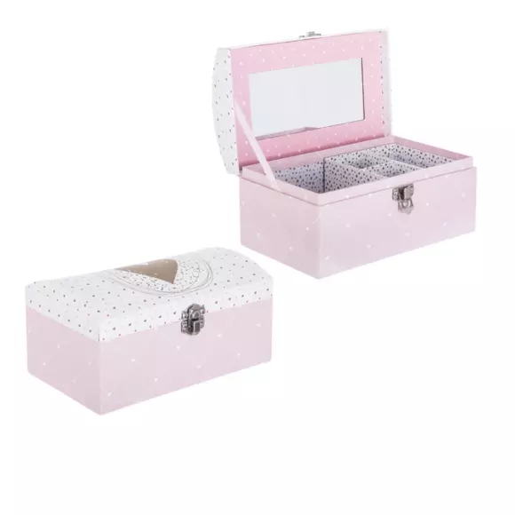 Eminza Boîte à Bijoux Enfant Miroir Demoiselle Rose