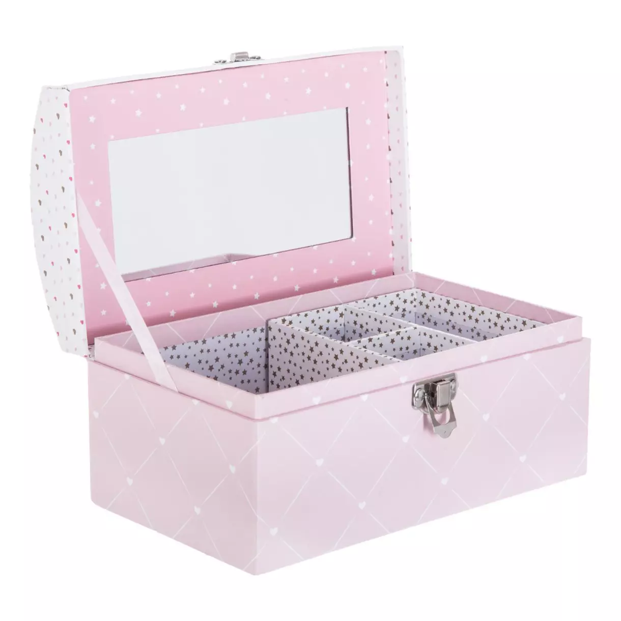 eminza Boîte à bijoux enfant miroir Demoiselle Rose