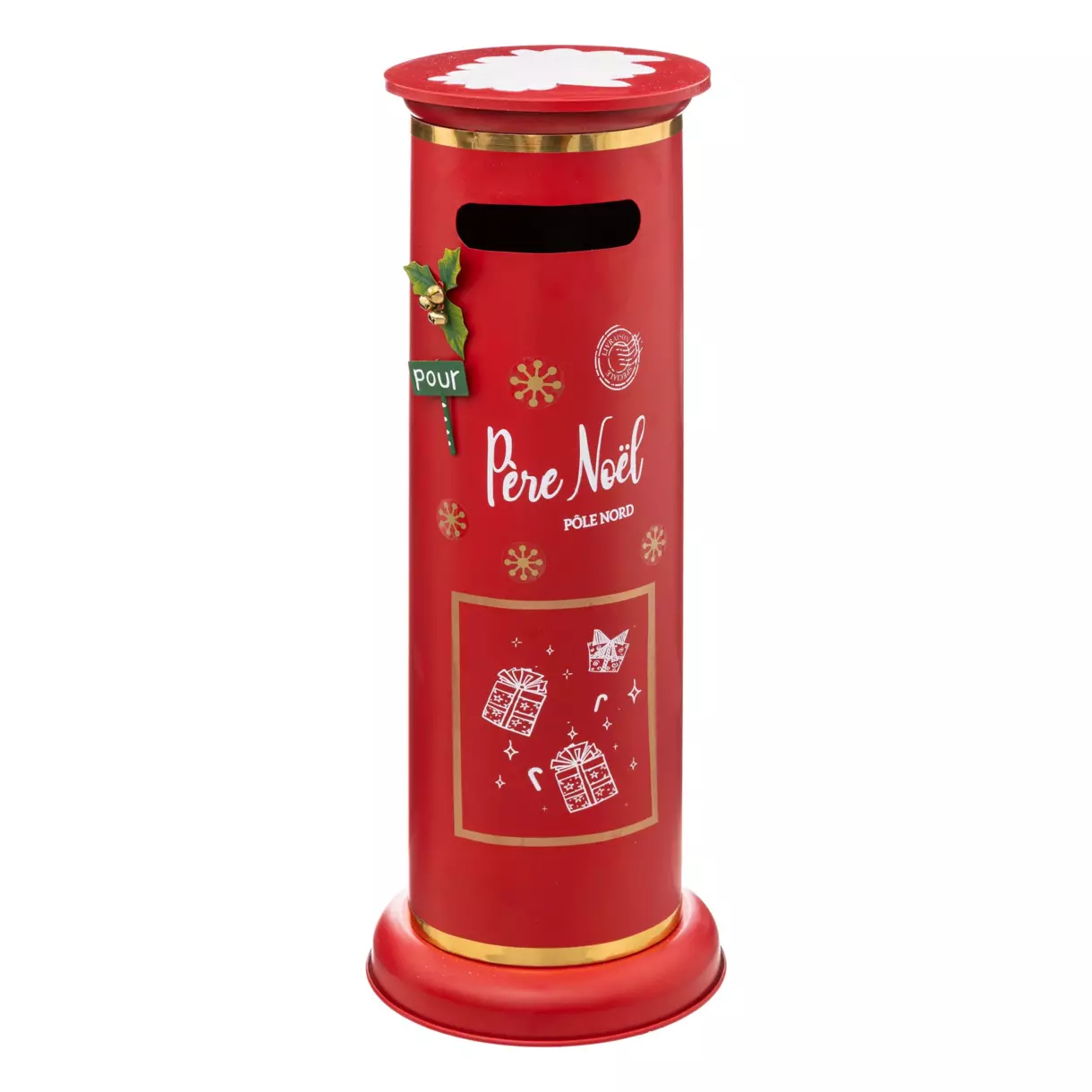 eminza Boîte aux lettres en métal (H80 cm) Père Noël Rouge