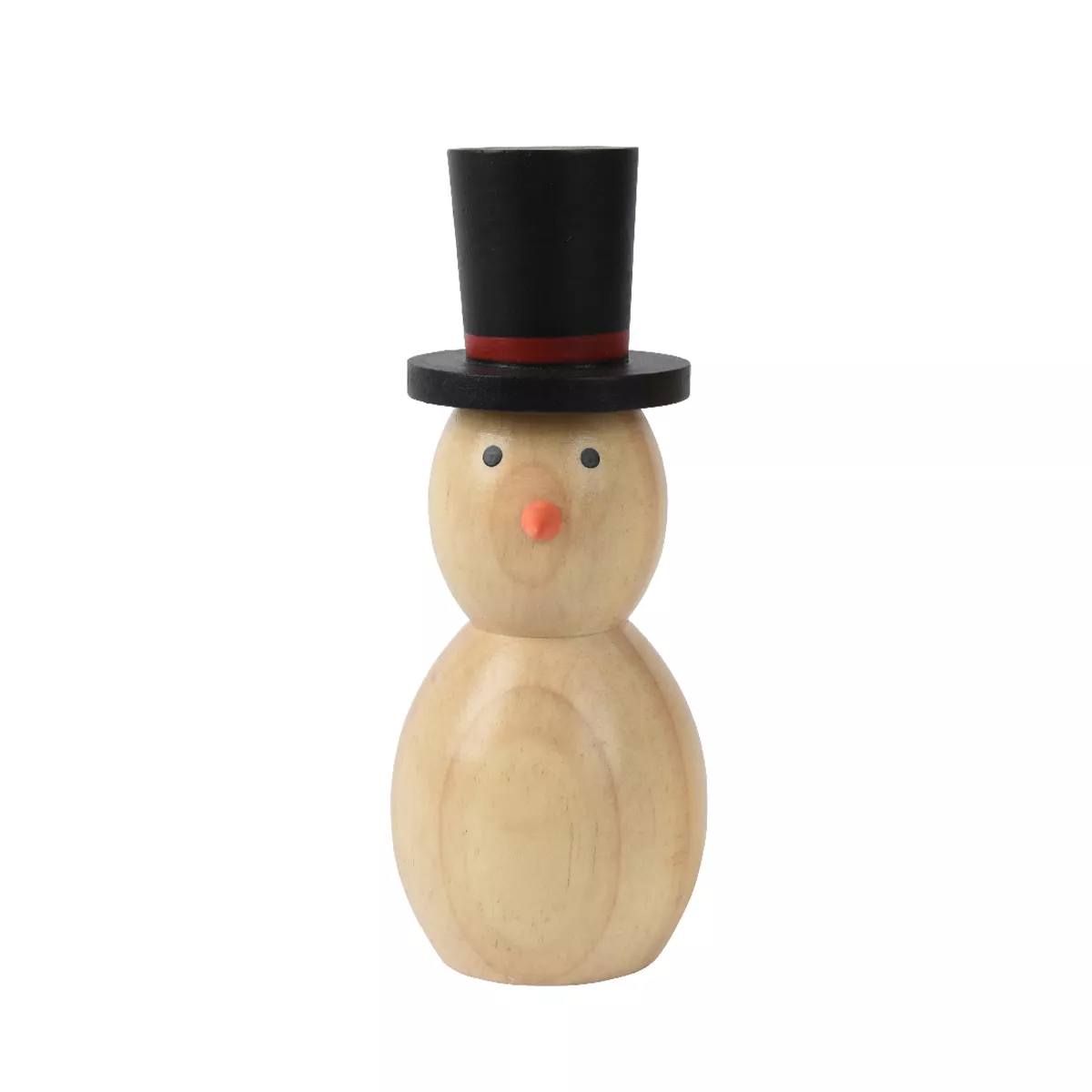 eminza Bonhomme de neige en bois à poser (H10 cm) Chapeau Noir