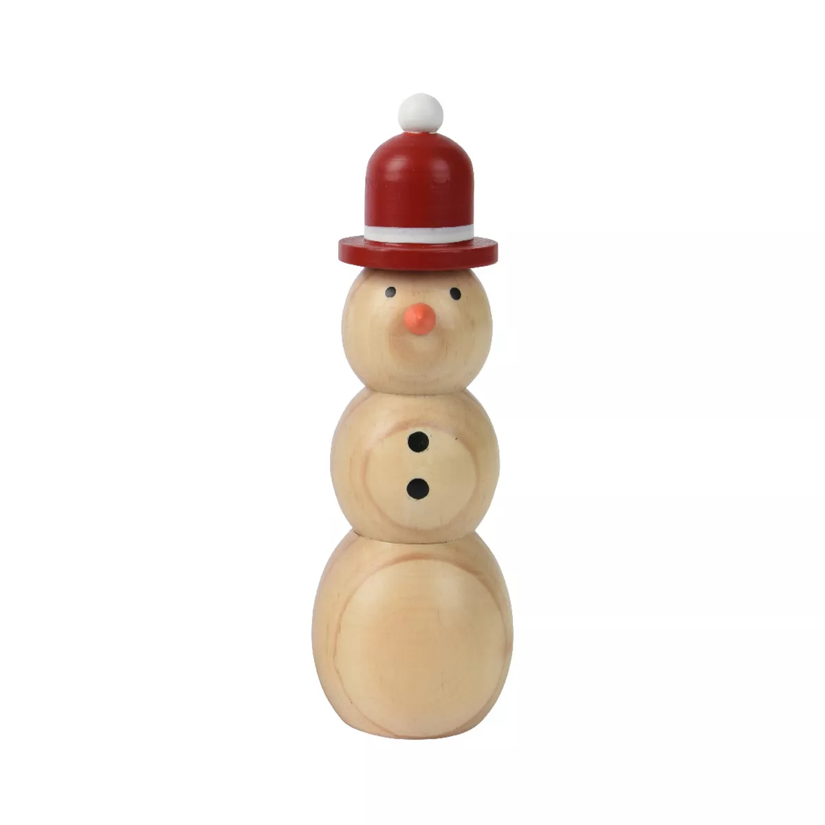 eminza Bonhomme de neige en bois à poser (H10 cm) Chapeau Rouge