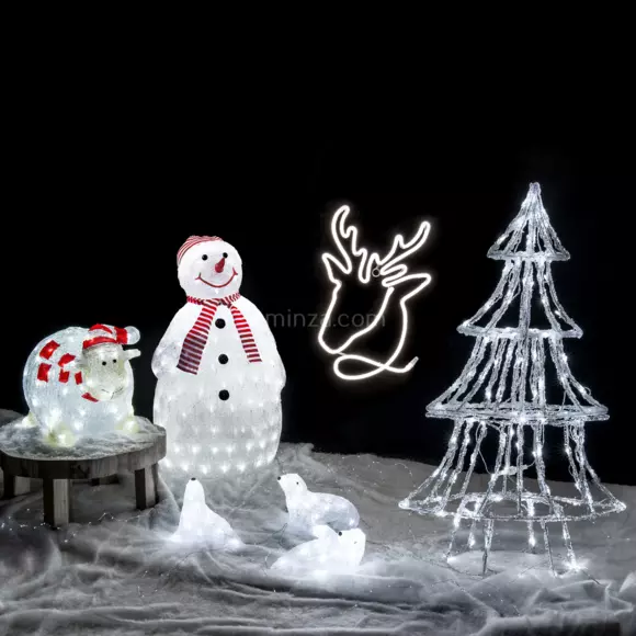 Eminza Bonhomme De Neige Lumineux 160 LED (H80 Cm) Topek Blanc Froid