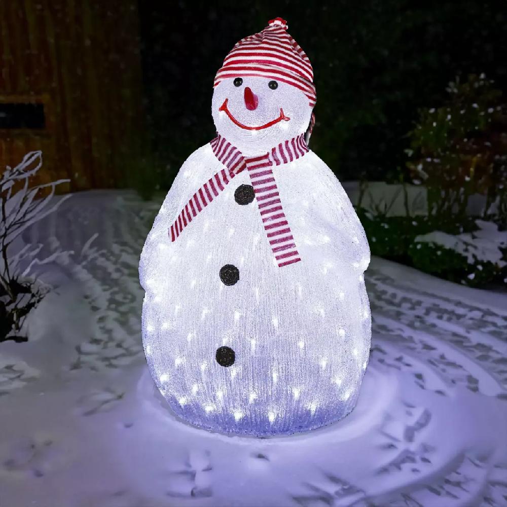 Eminza Bonhomme De Neige Lumineux 160 LED (H80 Cm) Topek Blanc Froid