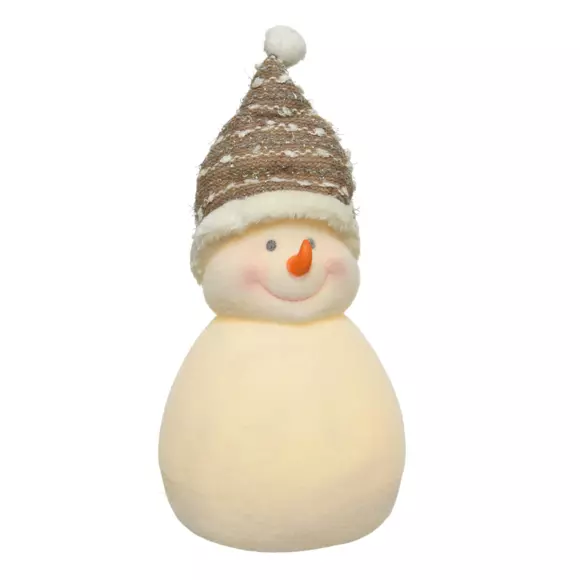 Eminza Bonhomme De Neige Lumineux à Piles 4 LED (H31 Cm ) Ennery Blanc Chaud
