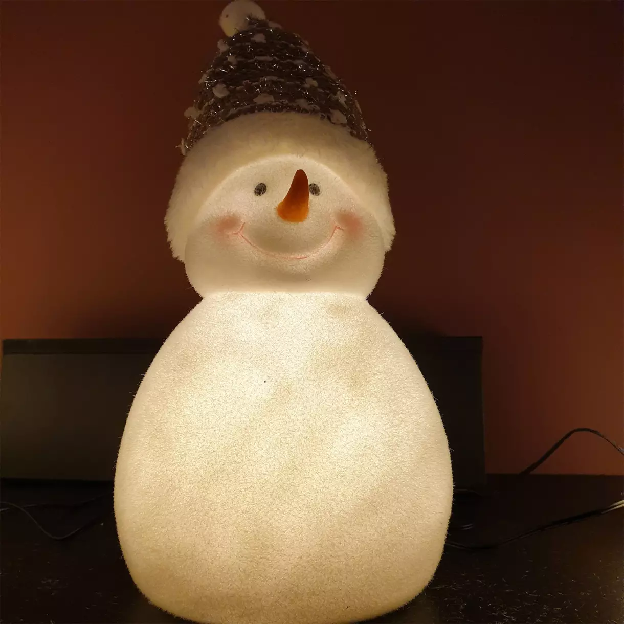 eminza Bonhomme de neige lumineux à piles 4 LED (H31 cm ) Ennery Blanc chaud