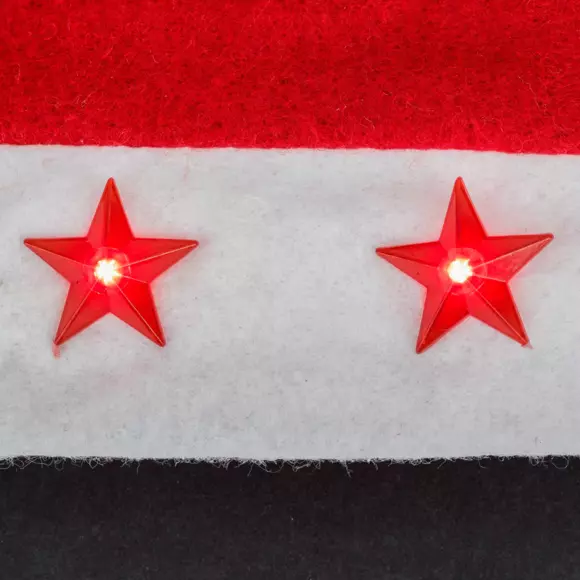 Eminza Bonnet De Père Noël Lumineux Etoile Pour Adulte Rouge