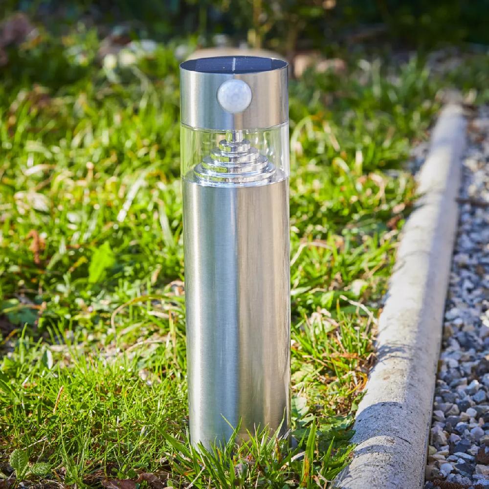 eminza Borne de jardin solaire 150 lumens (H30 cm) Premium Argent