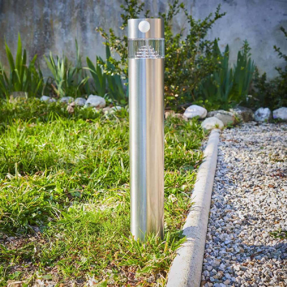 eminza Borne de jardin solaire 150 lumens (H50 cm) Premium Argent